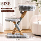 HITTITE Natural Wood Cat Tree Tower with Scratching Post, 32 Inches Tall Modern Cat Tower with Cozy Bed and Platforms, Luxury Real Branch Cat Tree for Indoor Cats Large Adult, Grey.