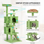Cat Tree 53 inches Cat Tower for Indoor Cats Cat House with Replaceable and Removable Dangling Ball Cat Trees and Towers with Funny Toys, Green