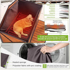 GUTINNEEN Heated Dog House Outdoor with Proch Weatherproof Dog Kennel with Heating Pad and Anti-Chewing Iron Frame Dog Shelter for Small Medium Dogs (Brown)