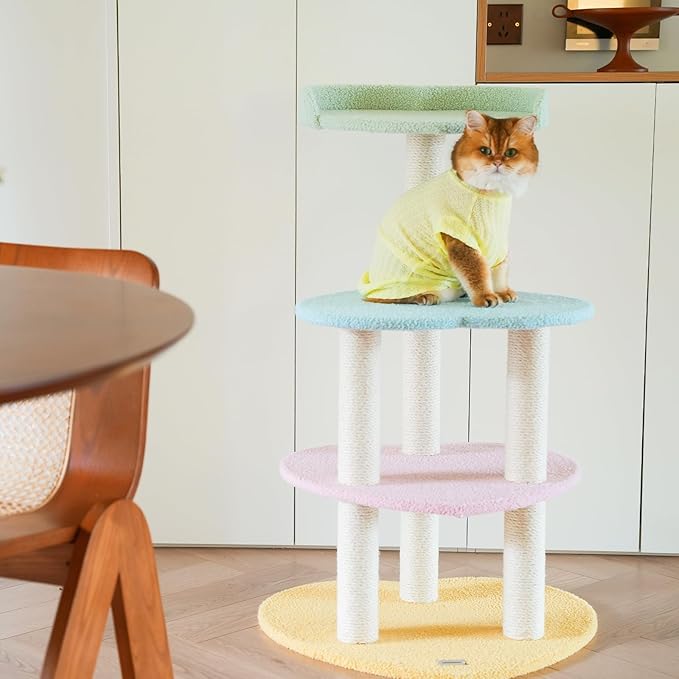 VETRESKA Cat Tree Cat Tower 38.6'' for Indoor Cats with Jute Covered Scratching Posts and Sweetheart Shape Platform, Multi-Level Cat Tower Activity Center Furniture for Kittens Cats and Pets
