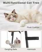 46-Inch Modern Cat Tree Tower for Large Cats, Multi-Level Cat Tower with Playful Toy Balls, Large Perch, Cat Condo, Removable Pads, White