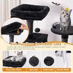 Heavy Duty Cat Tree,67in Multi-Layered Tall Cat Tower for Indoor Large Adult Cats,XL Compact Cat Stand with Hammock,Sisal Scratching Post,Removable Plush Perch,Condo,Dark Gray (Black)