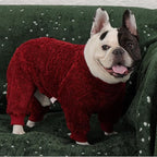ROZKITCH Warm Dog Coats for Small Dogs with Four Legs, Soft Fleece Pajamas with Warm Fleece,Lightweight Pet Coat for Indoor Sleeping Outdoor Walking with Leash Hole Pet Red S