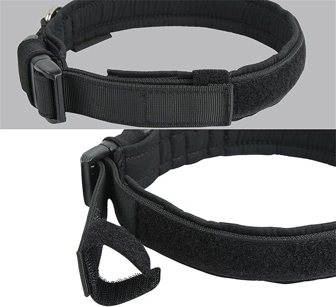 EXCELLENT ELITE SPANKER Tactical Small Puppy Dog Collar Nylon Adjustable Heavy Duty Military for Small Medium and Large Dogs Pet Soft Padded Dog Collar(BLK-S)