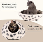 MEOWFIA Cat Cave – Premium Felt Cat Bed for Indoor Cats, Handmade Merino Wool (Snow Leopard, Medium)