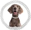 Silver Dog Chain Collar,Cuban Link Dog Collar for Dogs Jewelry Diamond Glitter Rhinestone Necklace Metal Pet for Puppy Small Medium Large Dogs(Silver 18inch)
