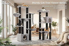 PETEPELA 67" XXL Cat Tree for Large Cats up to 25 lbs, Heavy Duty Cat Tower w/13 Extra-Thick Sisal Scratching Posts [φ4.3”], Cat Furniture with Metal Frame Hammock & XL Condo for Maine Coon, Black