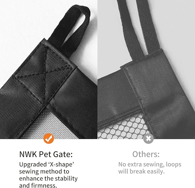 NWK Magic Dog Gate for Stairs Pet Gate for The House Providing a Safe Enclosure for Pets to Play and Rest, 6 Hooks Design (30'' X 43'')