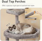 Heybly Heavy Duty Cat Tree, 64.2-Inch Tall Tower for Large Indoor Cats with Widened Structure, Cat Furniture with Big Platforms, Extra-Large Hammock, Sisal Scratching Posts & Board, Light Gray HCT027W