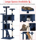 70in Cat Tree Cat Climbing Tower with Scratching Post, Cats House Perch Kitten Tree Condo Wood Playhouse, Pet Trees Tower for Indoor Cats, Navy Blue