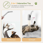Globlazer Cat Tree for Indoor Cats Large Adult, 74in Tall Cat Tower with Scratching Post, Heavy Duty Cat Tree Tower with 2 Spacious Caves, Oversized Top Perch, Big Hanging Basket, F74B, Light Grey