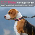 Mayerzon 1.5" Wide Martingale Collar for Large Medium Small Dogs Pitbull German Shepherd, No Pull Reflective Slip Martingale Dog Collar with Buckle Soft Padded for Walking Training(Pink,M)