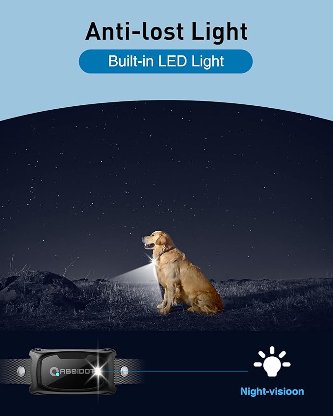 ABBIDOT Shock Collar for Dogs - 3500FT Dog Training Collar with Remote，IPX7 Waterproof & 4 Training Modes, Safety Lock & Night Vision Light，Rechargeable E-Collar for All Breeds