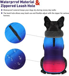 Dog Winter Coat, Waterproof Dog Jacket with Leash Hole, Reflective Adjustable Pet Snow Vest, Warm Fleece Sweater for Small Medium Large Dogs - Gradient Blue, L