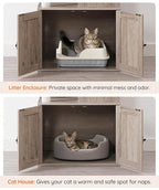 HOOBRO Cat Tree with Litter Box Enclosure, Tall Cat Tower for Indoor Cats, All-in-One Modern Cat Condo, Hidden Litter Box Enclosure Furniture, with Cat House, Sisal Posts, Greige and White BG51MZ03