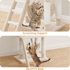 55 Inch Multi-Level Cat Tree Tower with Condo, Plush Perches, Scratching Posts, Hammocks, and Play House, Beige