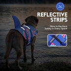 ASENKU Dog Life Jacket, High Grade Polyester Oxford Nylon, Quick Drying, Proper Drainage, Shark Design, for Small Dogs, Blue Bandhnu
