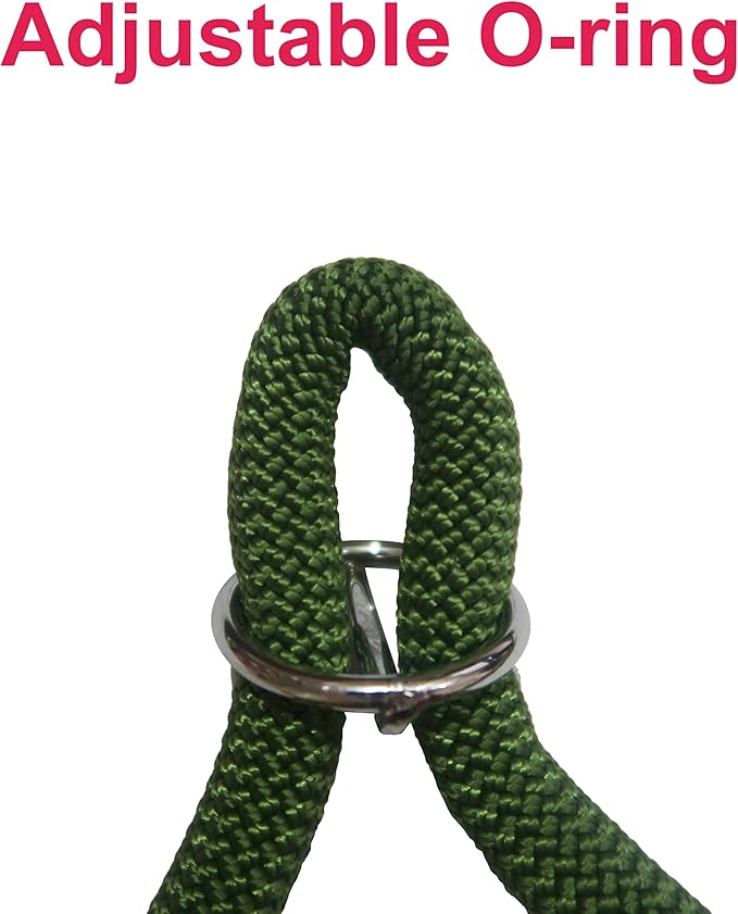 Braided Round Martingale Dog Collar, Training Collar with Slidable Stop Ring - Ideal for Medium/Large Dogs (M+(1/2") - 18" Long, Dark Green)