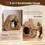 Cat Scratcher House, Cozy Cardboard Design, Safe and Secure for Kittens, Eco-Friendly, Wood Grain (Triangles)