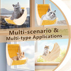 Cat Window Bed, Window Seat for Cats Inside, Wooden Half Moon Shaped Cat Window Perch with Strong Suction Cups for Sleep and Watch Birds