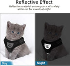 Cat & Dog Vest Harness - All Weather Mesh, Reflective Strap, Step-in Adjustable for Small Cats & Dogs (Black, XS)