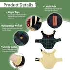 Winter Coat for Small and Medium Dogs, Puppy Plaid Jacket, Cotton Coat for Cold Weather, Windproof Warm Dog Garments, Pet Thickened Outfits Indoor Outdoor, Green M