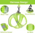 Hipubby Dog Harness and Leash Set, No Pull Soft Mesh Puppy Harness for Small Medium Dogs, Cats - Step in Reflective Breathable Lightweight Vest Harness for Walking, Training - Bright Green, M