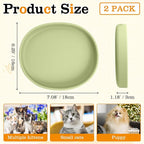 BNOSDM Silicone Cat Bowl 2 Pcs Non-Slip Cat Dish for Dry Food and Wet Food Shallow Relief Whisker Fatigue Pet Bowls Plates Set for Cats Dogs, Green