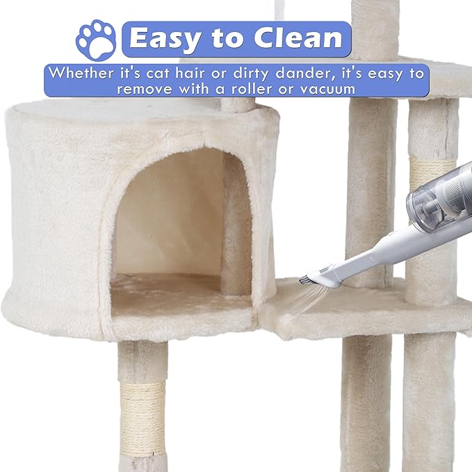 Heavy Duty Cat Tree,36 Inch Tall Cat Tower,Cozy Condos,Scratching Posts,Sisal Rope,Multi-Level Perches Platforms for Indoor Cats/Kittens,Sturdy Pet Climbing Furniture,Beige