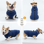 Mklhgty Dog Coat with Harness Built-in, Waterproof Reflective Fleece Lined - Warm Windproof Winter Jacket with Back Zipper, Cold Weather Snow Dog Coats - Blue - L