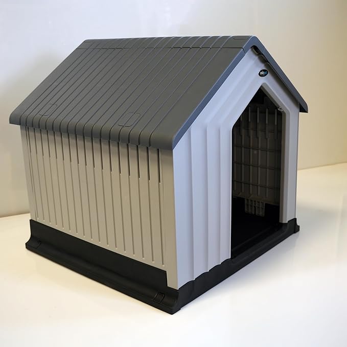 Dog House, Indoor or Outdoor Durable Plastic Waterproof Animal Shelter, Large - Comfortable Pet House for All Seasons