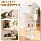 BestOffice 70 Inch Cat Tree, Multi-Level Cat Tower with Condo, Perches, Sisal Scratching Posts, Climbing Ladder,Indoor Activity Center Play House for Kittens & Adult Cats, Beige