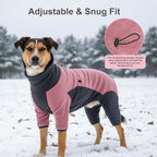 Dog Winter Coat Soft Fleece Dog Clothes for Cold Weather, Warm Dogs Pullover Pajamas Cozy Cold Weather Jacket Full Body Suit Windproof Fleece Sweater for Dogs Walking Hiking Sleeping (Pink XL)