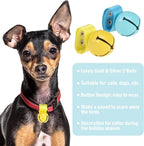 SCENEREAL Large Bell for Dog Collar, 2 Pack 1.5" Extra Loud Collar Bells for Cats and Dogs Training, Hiking, Walking, Hunting, Pet Tracker, Pet Bell for Save Wildlife and Birds Blue | Yellow