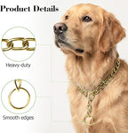Chain Collar for Small Dogs, Metal Slip Link Training Heavy Duty Dog Choker Collar Martingale Puppy Collars for XS Small Medium Large Big XL Breed Dogs (Gold, XS(Neck Max 12inch) D2.0mm)