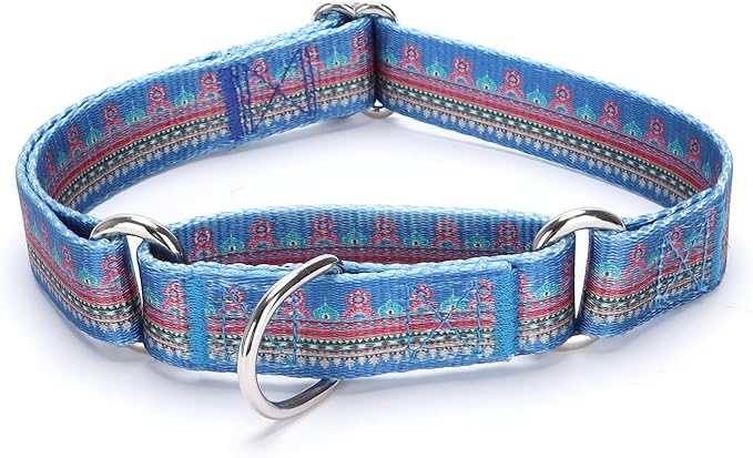 Martingale Dog Collars - Flower Multicolor Cute Patterns, Adjustable Nylon Training Dog Collar Suitable for Boy and Girl Dogs Medium Large Dogs (L, Blue1)
