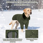 IDOMIK Dog Winter Coat for Large Dogs, Warm Dog Winter Jacket with Fleece High Collar, Zippered Cold Weather Coats for Dogs, Waterproof Doggy Snow Jacket Clothes,Green,L