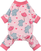 Fitwarm Elephant Fleece Dog Pajamas, Cozy Winter Clothes for Small Dogs Girl, Cute Pet Outfit, Pink, Blue, Medium