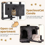 BestOffice 54 Inch Cat Tree, Multi-Level Cat Tower with Condo, Perches, Sisal Scratching Posts, Climbing Ladder,Indoor Activity Center Play House for Kittens & Adult Cats, Dark Gray