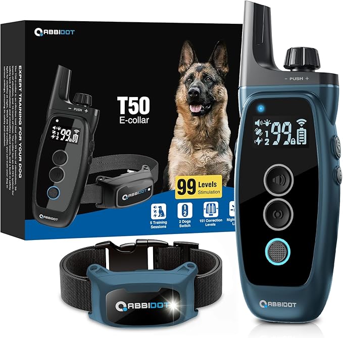 ABBIDOT Shock Collar for Dogs - 3500FT Dog Training Collar with Remote，IPX7 Waterproof & 4 Training Modes, Safety Lock & Night Vision Light，Rechargeable E-Collar for All Breeds