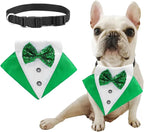 St.Patrick's Day Dog Tuxedo Bandanas Costume Pet Green Irish Outfits Adjustable Saint Patrick's Day Dog Scarf Bow Tie Collar for Large Dogs Cats Cosplay Party Dress Doggie Bibs (Grenn, Medium)
