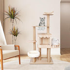 Cat Tree, 52" Sturdy Cat Tree Tower, Indoor Cat Tree Tower, Activity Center Large Playing House Condo Rest Cat, Luxury Cat Tower Condo with Cat Wooden Scratching, Bearing Weight 33.1lbs