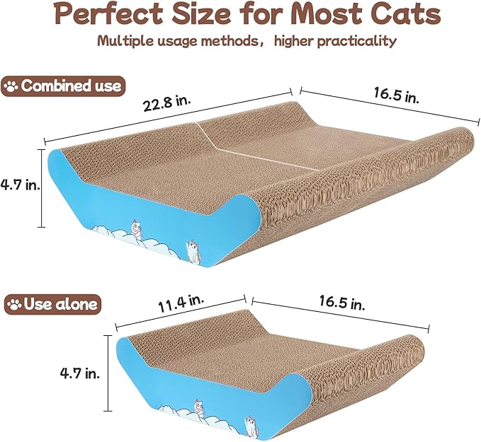 Cat Scratcher Bed Cardboard Cat Scratching Board 22.8 * 16.5 inches Large Corrugated Cat Scratch Pad for Indoor Cats，Furniture Protector