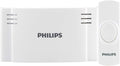 Philips Wireless Doorbell Kit, Battery-Operated Reciever, 1 Push Button, 2 Melodies, 4 Volume Levels, 150 Ft Range, White, DES1120W/27