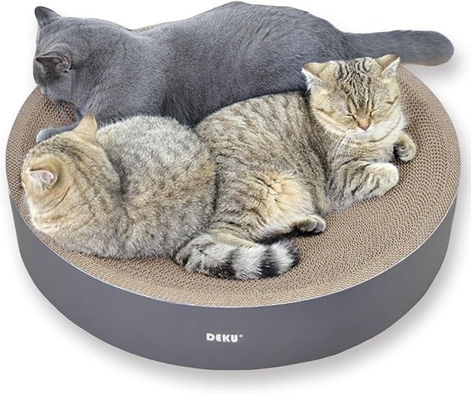 2 in 1 Round Cat Scratching Board, Cardboard Cat Scratcher for Indoor Cats, Corrugated Cat Scratch Pad for Grinding Claws and Rest (23.6")