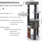 Modern Cat Tree for Indoor Cats, 50'' Multi-Level Cat Tower for Large Adult Cats, Sturdy Heavy Duty Design with 8 Sisal Scratching Posts 1 Board, Semi-Enclosed Condo, Space Capsule Perch