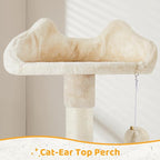 Yaheetech Cat Tree, 54in Tall Cat Tower for Indoor Cats with Extended Platform & Basket, Spacious Cat Condo, Funny Hammock, Scratching Posts and Ladder, Beige