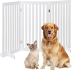 Freestanding Pet Dog Gate 36 Inch Foldable Fence Indoor 3 Panel Extra Wide Wooden Dog Door for Stairs Hallways Doorways