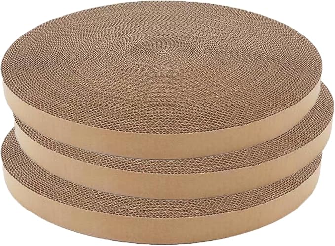 Cat Scratching Board for Indoor Cats,Scratch Pad Pro for Cats,Round Cat Scratcher Refill,Natural Recycled Corrugated Cardboard Supports Pet Behavior and Relieves Stress- 3 Count