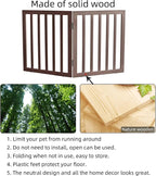 ZJSF Freestanding Indoor Dog Gate for House Foldable Wood Brown Puppy Gate for Doorways Pet Gate for Stairs Extra Wide Pet Fence 24" Height 2 Panels